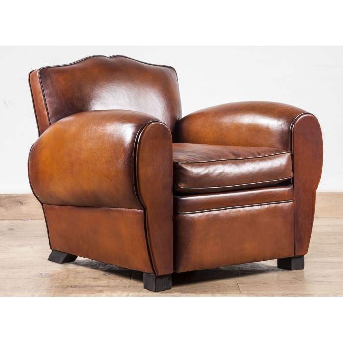 Fauteuil club cuir marron vintage - Havane