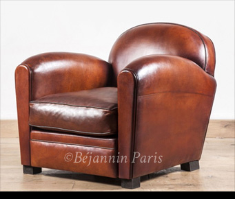 Fauteuil club cuir basane